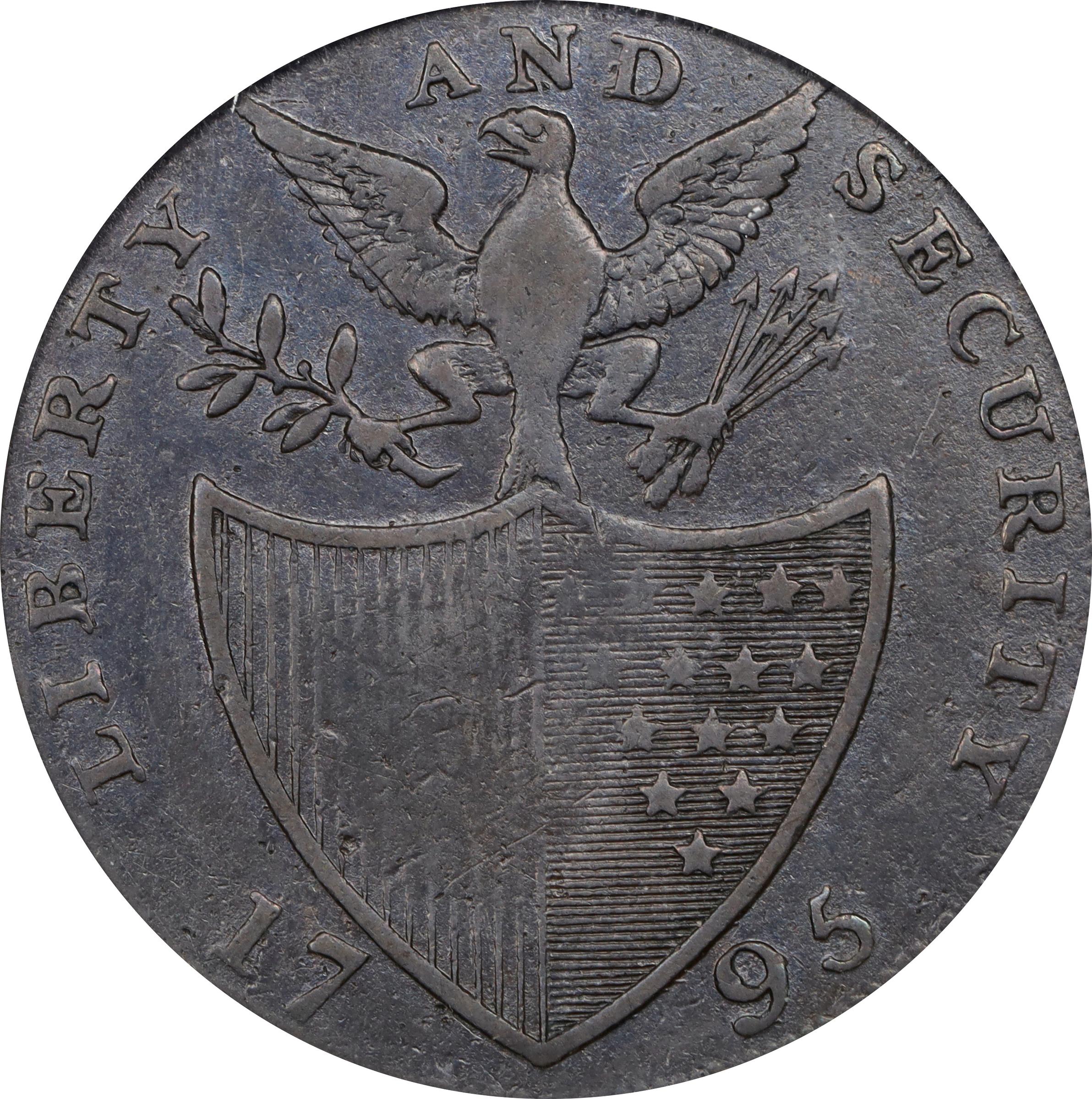 image for: 1795 Washington Liberty and Security Halfpenny. Musante GW-48, Baker-31A, W-11005. ASYLUM Edge. VF-35 (PCGS). OGH.