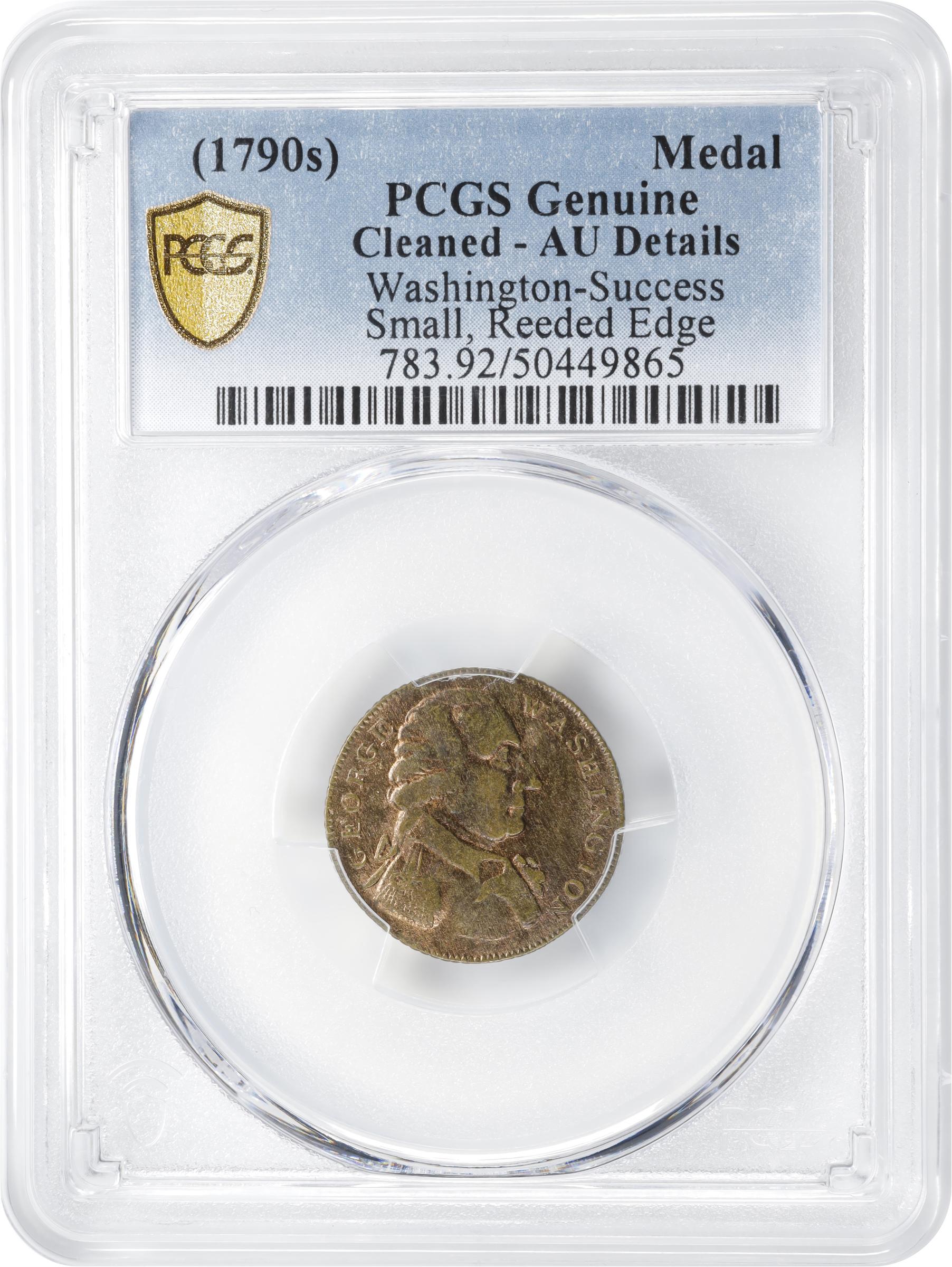 image for: Undated (possibly ca. 1793) Washington Success Medal. Small Size. Musante GW-44, Baker-267, W-10875. Brass. Reeded Edge. AU Details--Cleaned (PCGS).