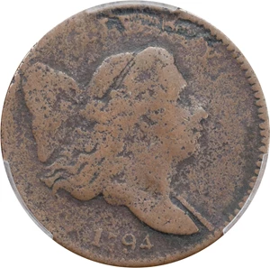 image for: 1794 Liberty Cap Half Cent. C-2a. Rarity-2+. Normal Head. Small Edge Letters. VG Details--Environmental Damage (PCGS).