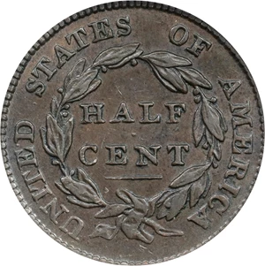 image for: 1826 Classic Head Half Cent. C-1. Rarity-1. AU-55 (ANACS).