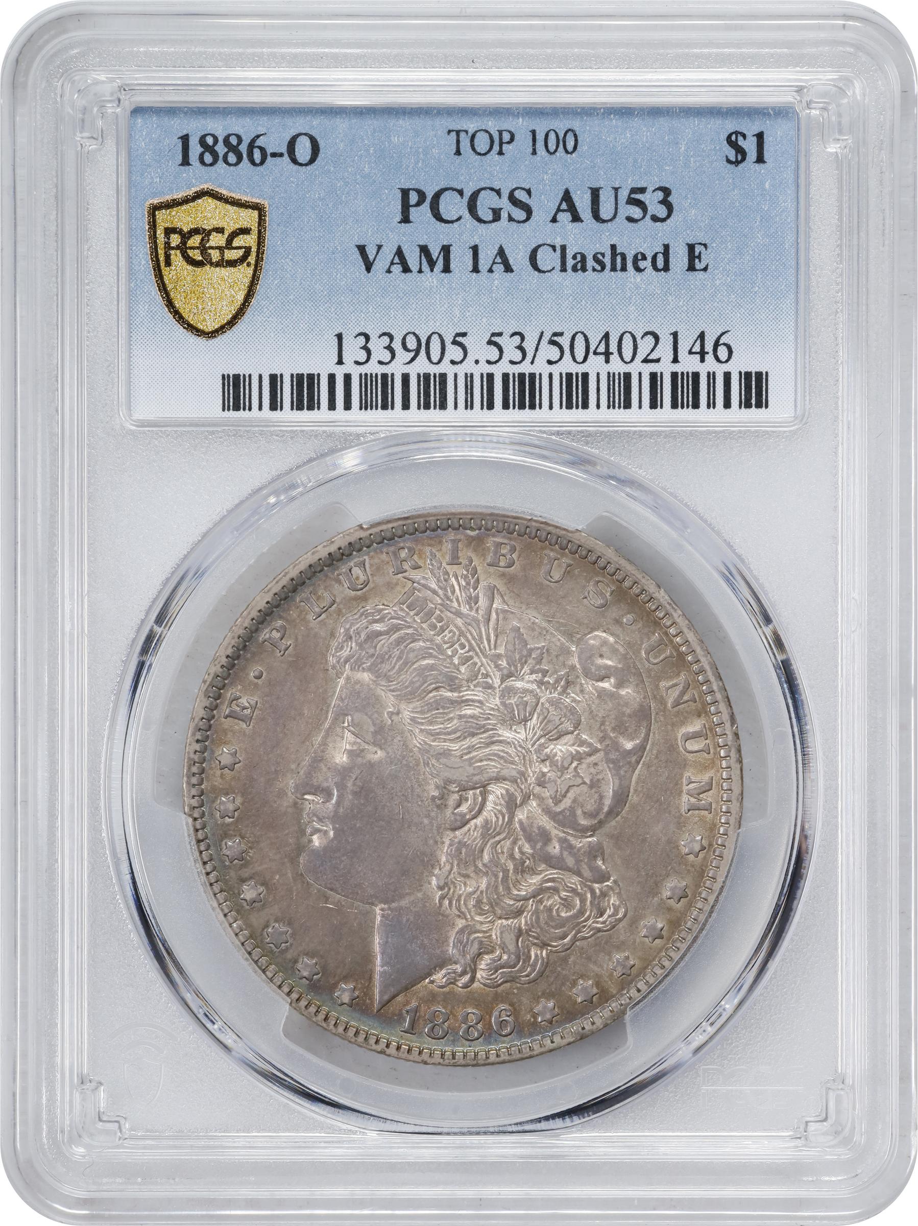 1886-O $1  Clashed Reverse BER, VAM-1A1 AU53 thumbnail 4