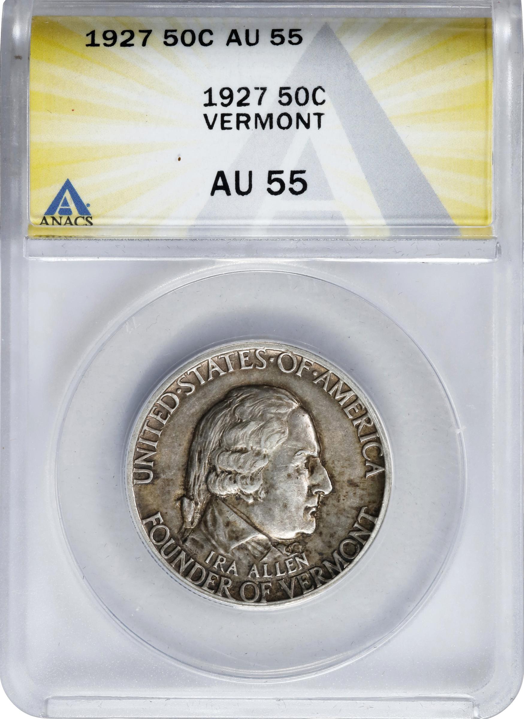 1927 50c Vermont AU55 CAC thumbnail 3