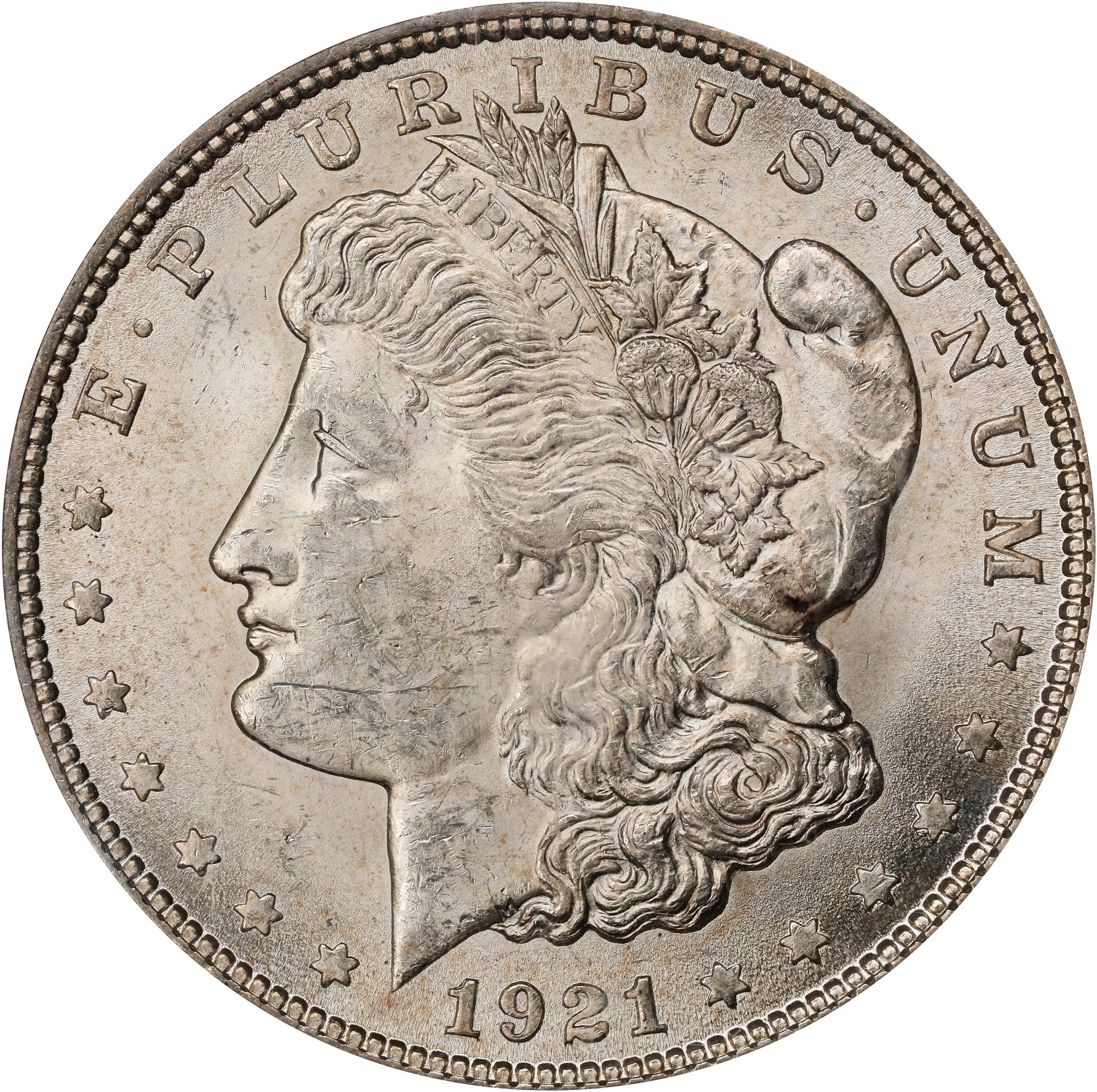 image for: 1921 Morgan Silver Dollar. Wide Reeds. Top 100 Variety. MS-63 (PCGS).