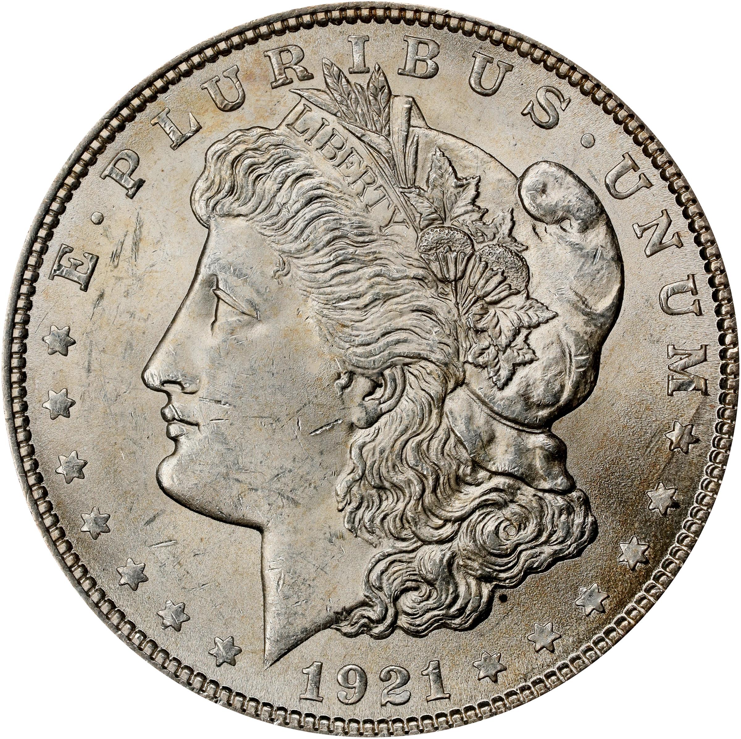 image for: 1921 Morgan Silver Dollar. Wide Reeds. Top 100 Variety. MS-62 (PCGS).