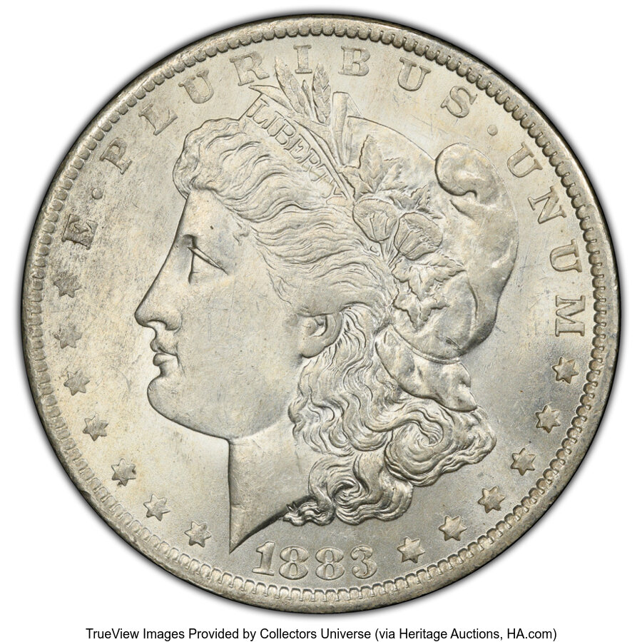 1883-O $1 Morgan Dollar -- 40Â° Counter Clockwise Rotated Dies -- AU58 PCGS. PCGS Population: (547/143826 and 2/1602+). NGC ...