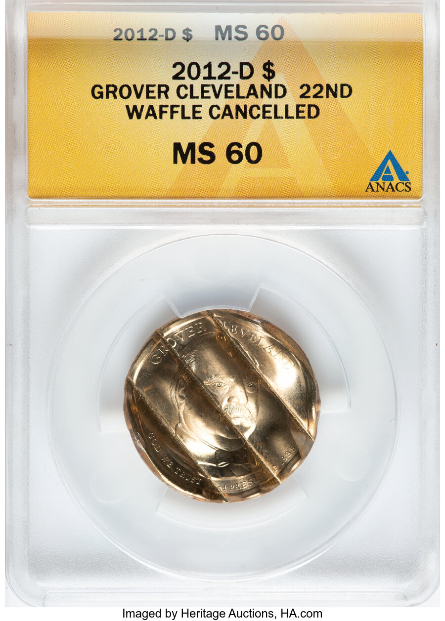 image for: 2012-D $1 Grover Cleveland 22nd -- Waffle Cancelled -- MS60 ANACS....