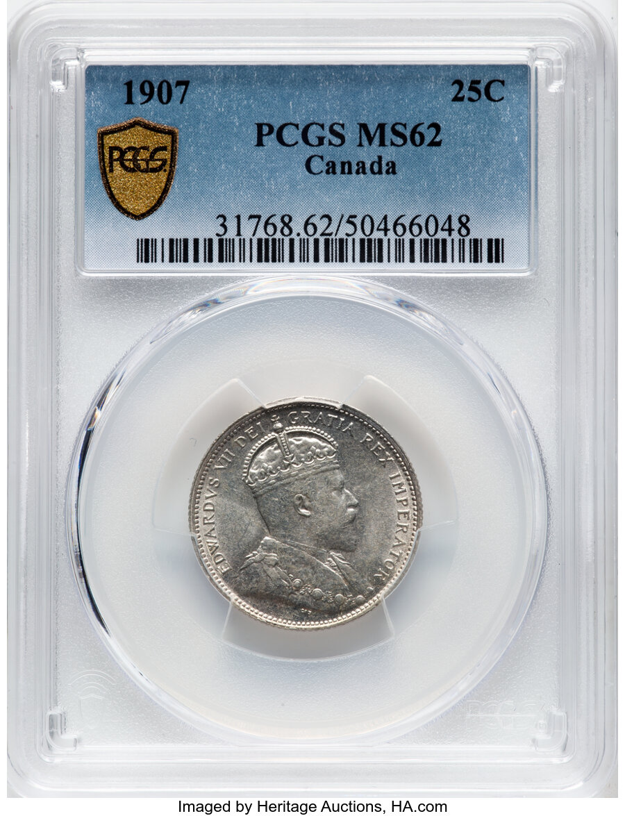 image for: Canada: Edward VII 25 Cents 1907 MS62 PCGS,...