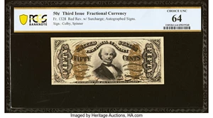 image for: Fr. 1328 50¢ Third Issue Spinner PCGS Banknote Choice Unc 64....