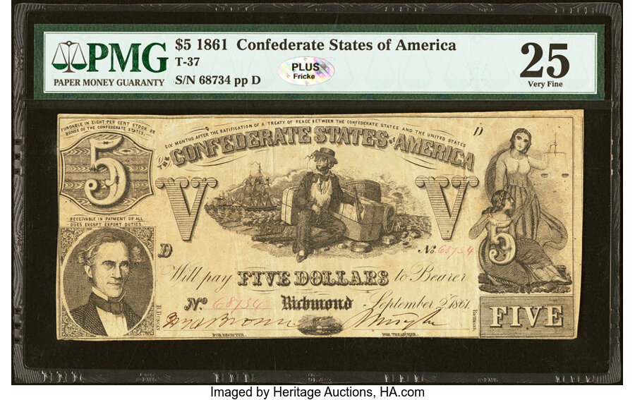 image for: T37 $5 1861 PF-1 Cr. 284 PMG Very Fine 25....