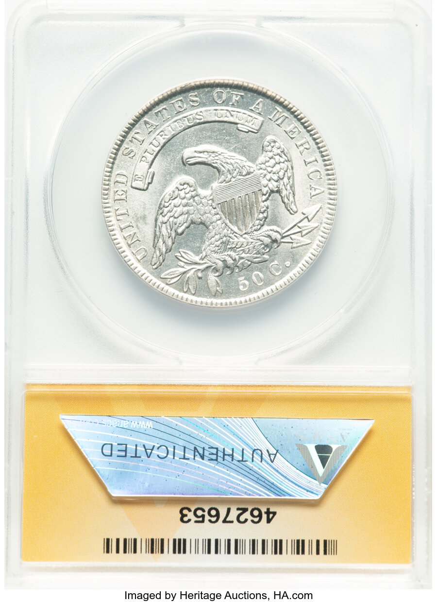 image for: 1835 50C O-103, R.2, AU58 ANACS.  Mintage 5,352,006....