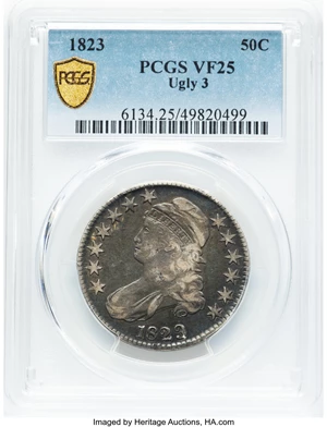 image for: 1823 50C Ugly 3, O-110a, R.1, VF25 PCGS. PCGS Population: (11/71)....