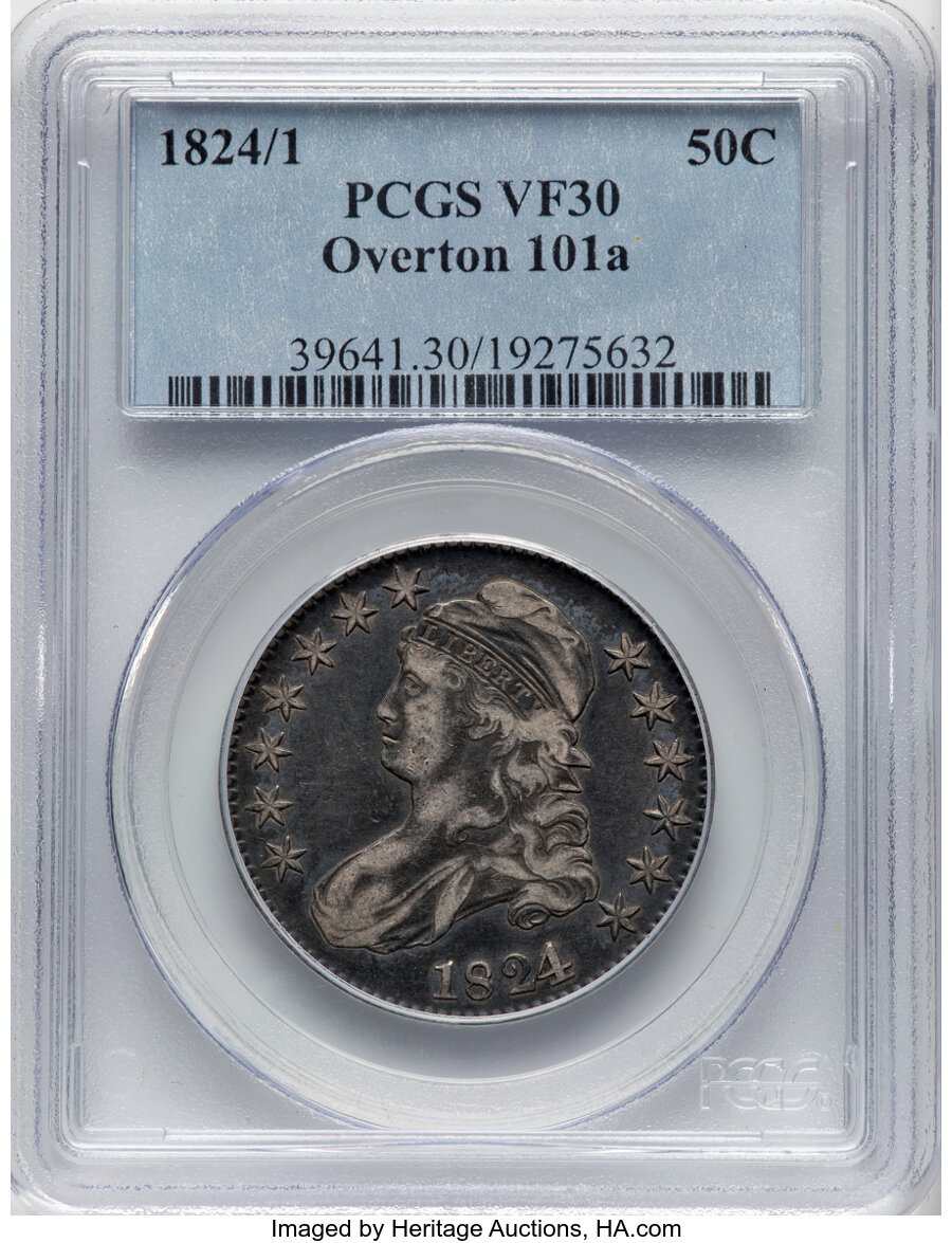 image for: 1824/1 50C O-101a, R.1, VF30 PCGS. PCGS Population: (4/28)....
