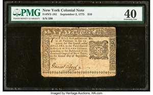 image for: New York September 2, 1775 $10 PMG Extremely Fine 40....