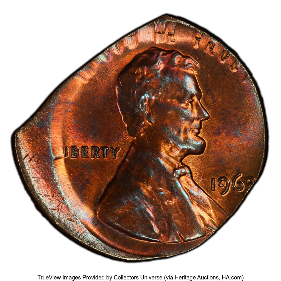 image for: 1963 1C Lincoln Cent -- Struck 15% Off-Center and 18% Straight Clip -- MS62 Red and Brown PCGS. PCGS Population: (1/144 and...