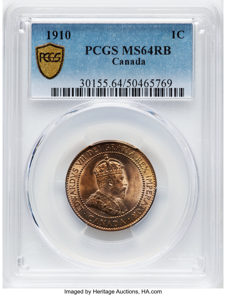 image for: Canada: Edward VII Cent 1910 MS64 Red and Brown PCGS,...