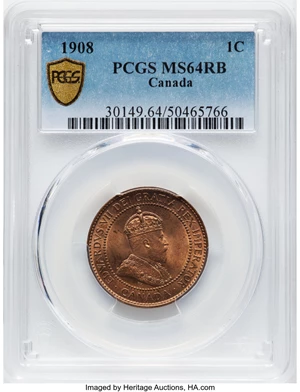 image for: Canada: Edward VII Cent 1908 MS64 Red and Brown PCGS,...