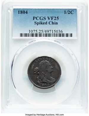 image for: 1804 1/2 C Spiked Chin, C-8, B-7, R.1, VF25 PCGS....