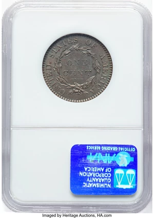 image for: 1819 1C Small Date, N-8, R.1, MS63 Brown NGC. NGC Census: (4/7)....