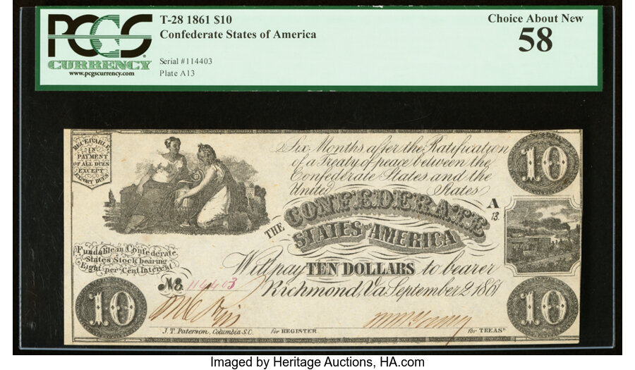 image for: T28 $10 1861 PF-10 Cr. 236B PCGS Choice About New 58....