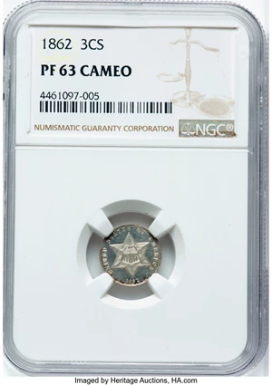 image for: 1862 3CS PR63 Cameo NGC. NGC Census: (2/8). ...