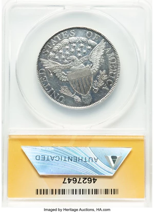 image for: 1806 50C Pointed 6, No Stem, O-109, T-15, R.1 -- Cleaned -- ANACS Details. AU55....