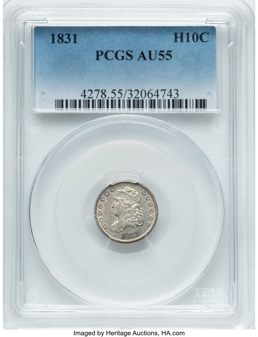 image for: 1831 H10C V-5, LM-5, R.1, AU55 PCGS.  Mintage 1,200,000....