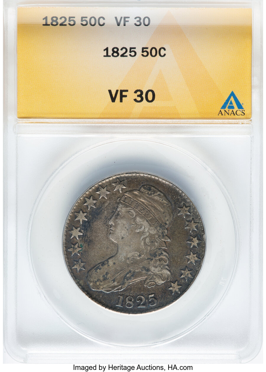 image for: 1825 50C O-113, R.1, VF30 ANACS.  Mintage 2,900,000....