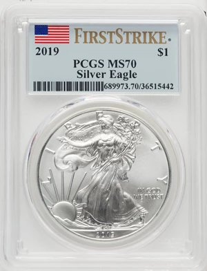 image for: 2019 $1 Silver Eagle, First Strike MS70 PCGS....