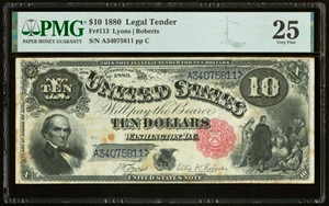 image for: Fr. 113 $10 1880 Legal Tender PMG Very Fine 25....
