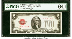 image for: Fr. 1501 $2 1928 Legal Tender Note. PMG Choice Uncirculated 64 EPQ....