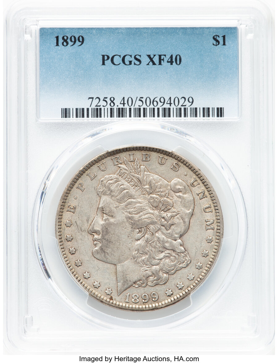 1899 $1 XF40 PCGS. Mintage 330,846. ...