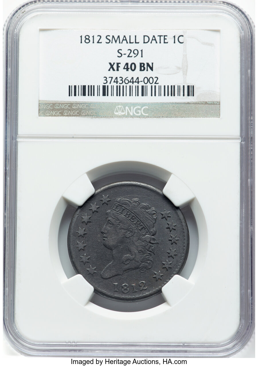 image for: 1812 1C Small Date, S-291, B-1, R.2, XF40 NGC. NGC Census: (3/4)....