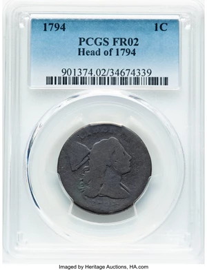 image for: 1794 1C Head of 1794, S-22, B-6, R.1, Fair 2 PCGS. PCGS Population: (56/1031)....