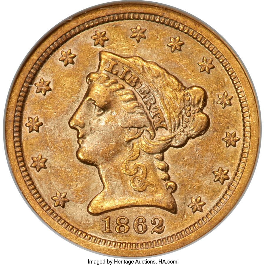 image for: 1862-S $2 1/2 XF45 NGC....