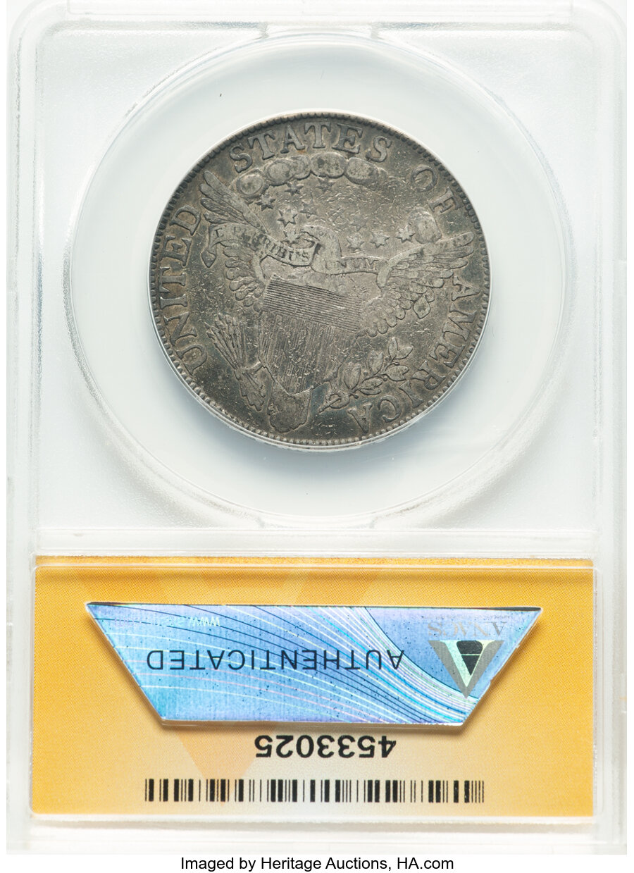 image for: 1806 50C Pointed 6, Stem, O-107a, T-3 -- Cleaned -- ANACS Details. VF30.  Mintage 839,576....