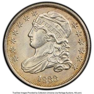 image for: 1833 10C JR-9, R.2, MS63 PCGS. PCGS Population: (39/69 and 0/3+). Mintage 485,000....