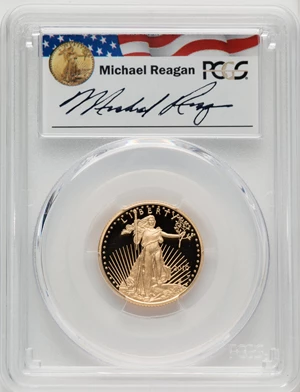 image for: 2010-W $10 Quarter-Ounce Gold Eagle, Reagan Legacy Series, Michael Reagan Signature PR69 Deep Cameo PCGS....