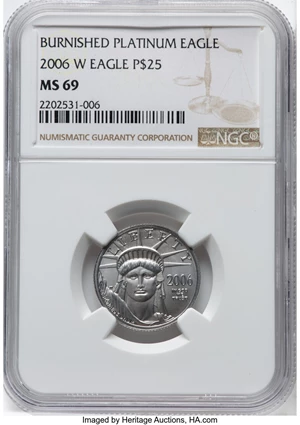 image for: 2006-W $25 Quarter-Ounce Platinum Eagle, Burnished, MS69 NGC....