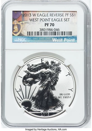 image for: 2013-W $1 Silver Eagle, West Point Eagle Set, Reverse Proof PR70 NGC....