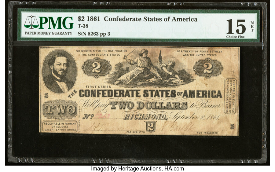 image for: T38 $2 1861 PF-1 Cr. 286 PMG Choice Fine 15 Net....