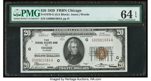 image for: Fr. 1870-G $20 1929 Federal Reserve Bank Note. PMG Choice Uncirculated 64 EPQ....