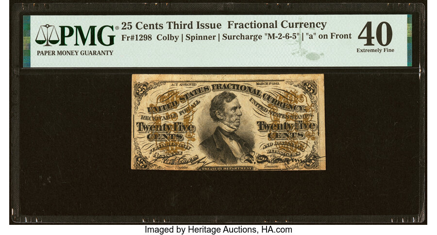 image for: Fr. 1298 25¢ Third Issue PMG Extremely Fine 40....