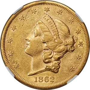 image for: 1862 $20 AU53 NGC....