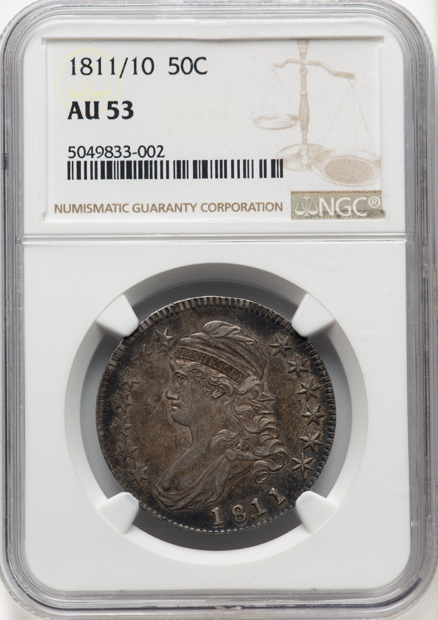 image for: 1811/10 50C O-101, R.1, AU53 NGC. NGC Census: (4/24).  Mintage 1,203,644....