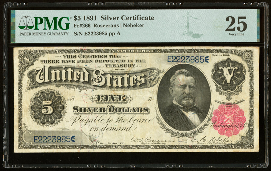 image for: Fr. 266 $5 1891 Silver Certificate PMG Very Fine 25....