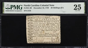 image for: NC-99. North Carolina. December 22, 1758. 20 Shillings. PMG Very Fine 25.