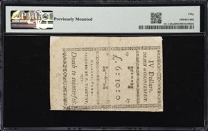 image for: SC-138a. South Carolina. December 23, 1776. $4. PMG About Uncirculated 50.