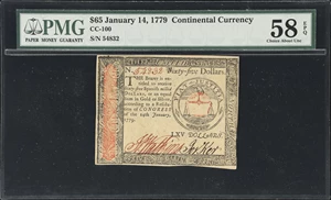 image for: CC-100. Continental Currency. January 14, 1779. $65. PMG Choice About Uncirculated 58 EPQ.