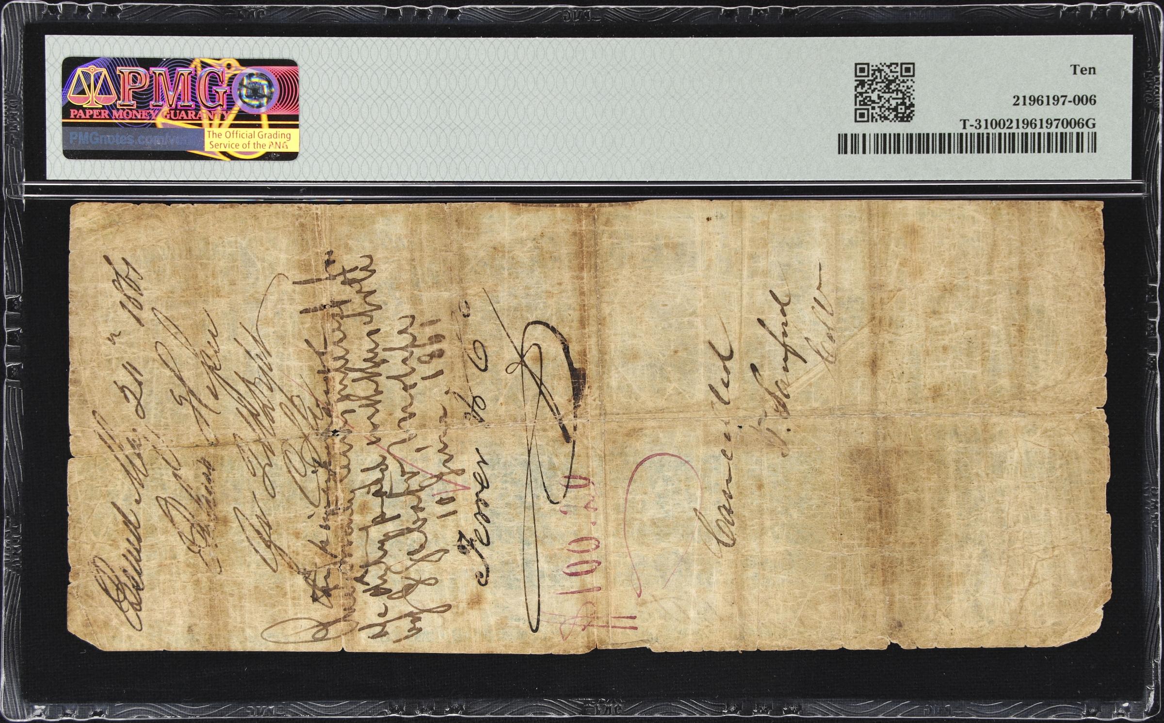 image for: T-3. Confederate Currency. 1861 $100. PMG Very Good 10.