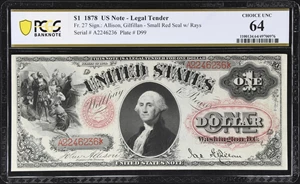 image for: Fr. 27. 1878 $1 Legal Tender Note. PCGS Banknote Choice Uncirculated 64.